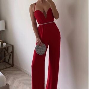 NWT Zara Red Wide Leg Jumpsuit